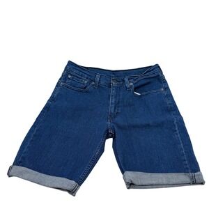 Levi's 511 Denim Shorts Women 32 Blue Cotton Blend Slim Fit Rolled Cuff Classic